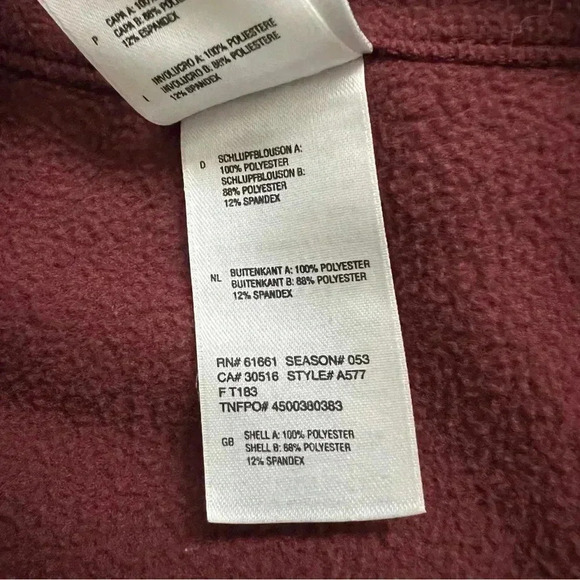 The North Face Woman 1/4 Zip Polartec Fleece Pullover Sweater Maroon Size Medium - Picture 5 of 15